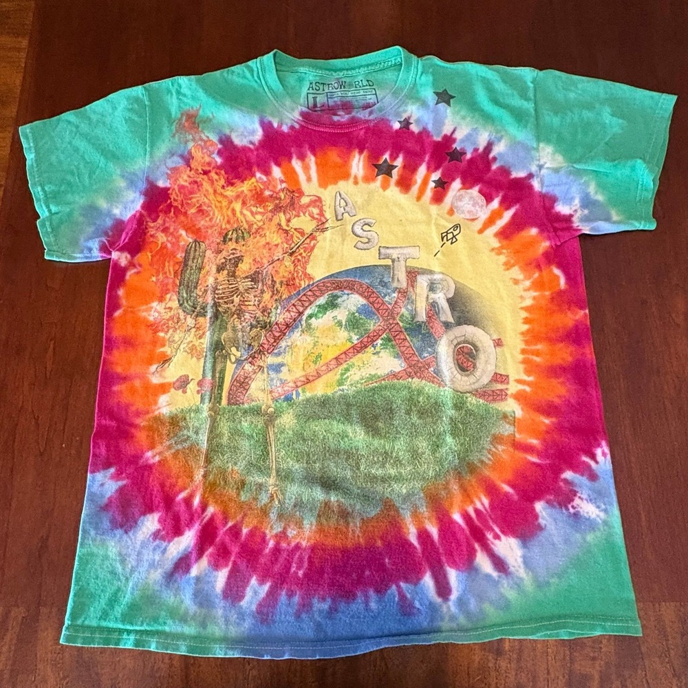 Astroworld Travis Scott Tie Dye T Shirt‎ Men's Large Wish You Were Here Tour